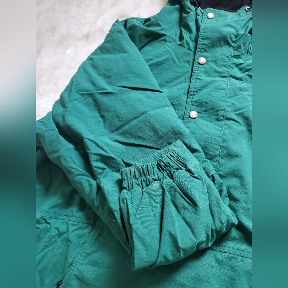 Mens Pullover Anorak XL Green Soft Shell Windbreaker Hooded Woolrich - Picture 5 of 12
